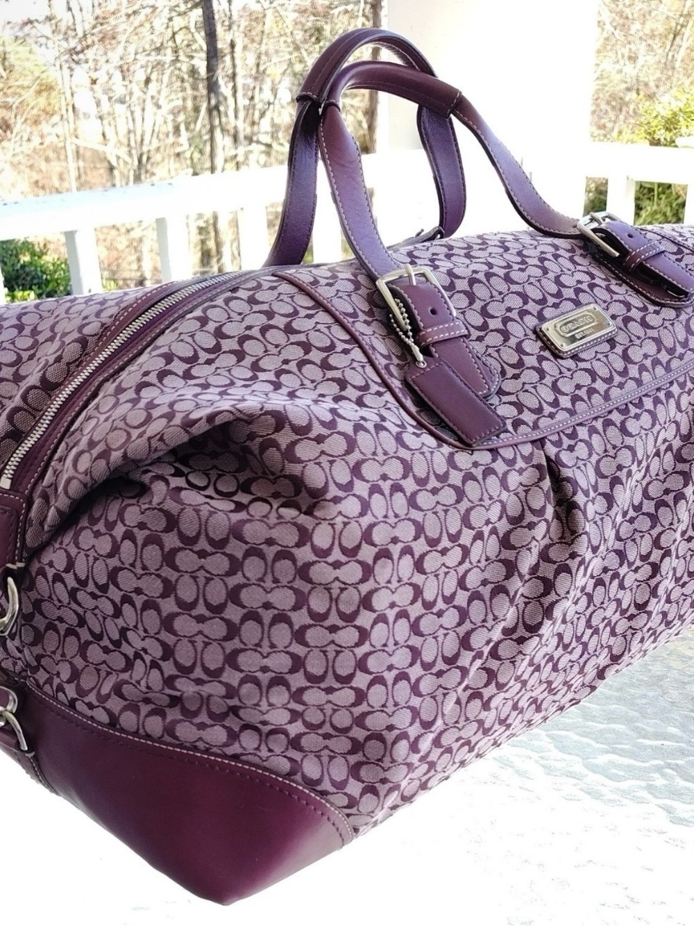 Coach Plum Signature Travel Duffel